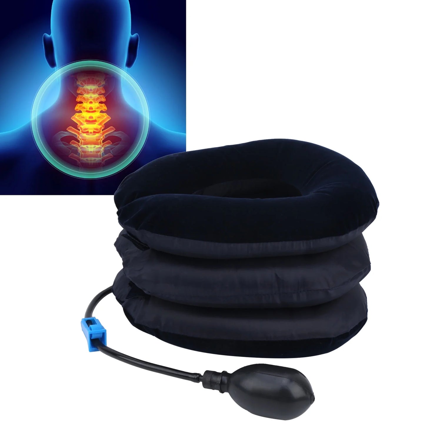 Inflatable Neck Traction Device, Inflatable Neck Stretcher Traction, Inflatable 3 Layers Cervical Neck Traction Device Pain Relief Adjustable Neck Stretcher